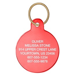 Circle Shape Pet Tag Red Aluminum