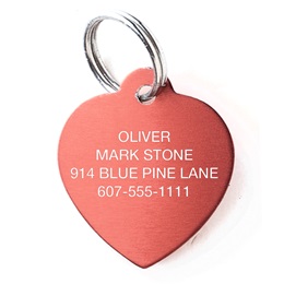 Heart Shape Pet Tag Red Aluminum