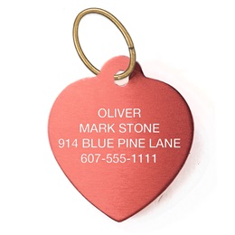 Heart Shape Pet Tag Red Aluminum