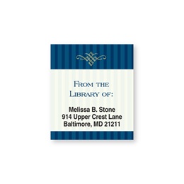 Navy Pinstripe Bookplates