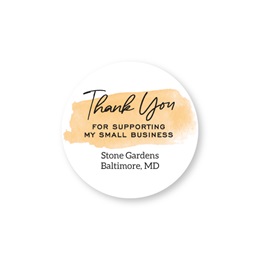 Orange Watercolor Thank You for Supporting My Small Business Round Sheeted Labels