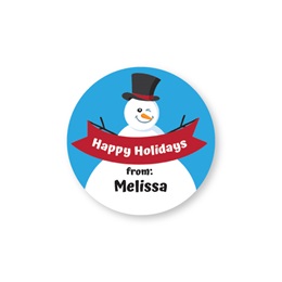 Round Winter Snowman Personalized Goodie Labels