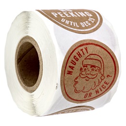 Assorted Kraft Brown No Peeking Christmas Stickers