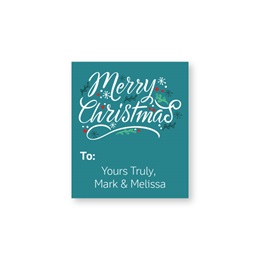 Teal Merry Christmas Sheeted Gift Tag Labels