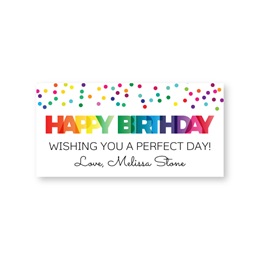 Personalized Happy Birthday Confetti Sheeted Gift Tag Labels