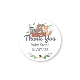 Personalized Round Thank You Woodland Animals Sheeted Labels