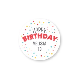 Round Happy Birthday Confetti Sheeted Gift Tag Labels