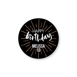 Personalized Round Happy Birthday Firework Sheeted Gift Tag Labels