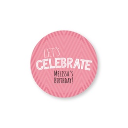 Personalized Round Pink Let's Celebrate Sheeted Gift Tag Labels