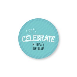 Personalized Round Blue Let's Celebrate Sheeted Gift Tag Labels