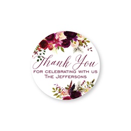 Personalized Fall Floral Thank You for Celebrating Round Sheeted Labels