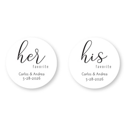 Personalized His and Hers Wedding Favor Round Sheeted Labels