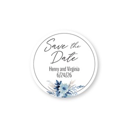 Personalized Blue Floral Save The Date Round Sheeted Labels