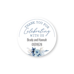 Personalized Blue Floral Thank You for Celebrating Round Sheeted Labels