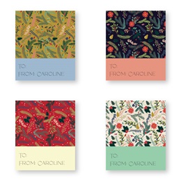 Personalized Assorted Floral Holiday Gift Tag Labels
