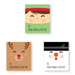Personalized Animated Holiday Character Gift Tag Labels