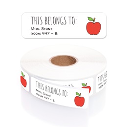 Teacher Apple Rolled Classroom Labels with Elegant Plastic Dispenser