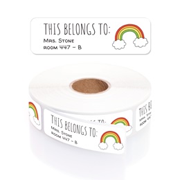 Teacher Rainbow Rolled Classroom Labels with Elegant Plastic Dispenser