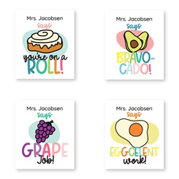 Personalized Teacher Food Pun Reward Sheeted Stickers