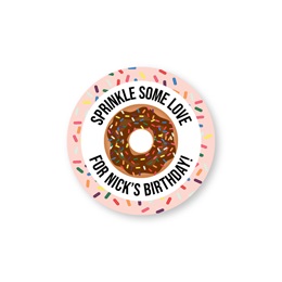 Personalized Round Donut Sprinkle Birthday Party Sheeted Stickers