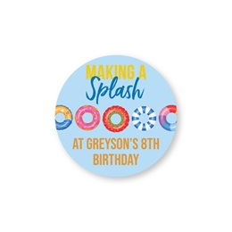 Personalized Round Thanks for Making a Splash Party Sheeted Stickers