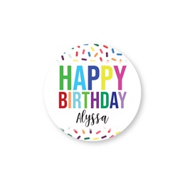 Personalized Round Sprinkle Birthday Party Sheeted Stickers
