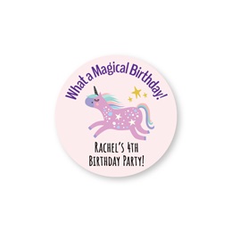 Personalized Round Unicorn Party Sheeted Stickers