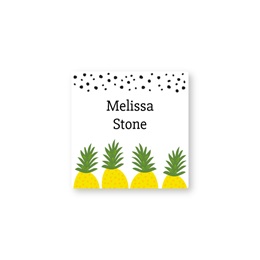 Personalized Tropical Pineapple Fruit Square Water Resistant Name Labels
