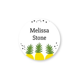 Personalized Tropical Pineapple Fruit Round Water Resistant Name Labels