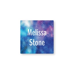 Personalized Blue & Purple Space Galaxy Square Water Resistant Name Labels
