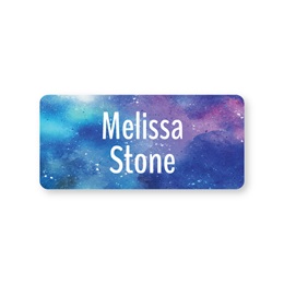 Personalized Blue & Purple Space Galaxy Small Rectangle Water Resistant Name Labels