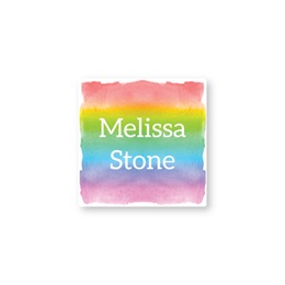 Personalized Rainbow Watercolor Square Water Resistant Name Labels