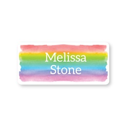 Personalized Rainbow Watercolor Small Rectangle Water Resistant Name Labels