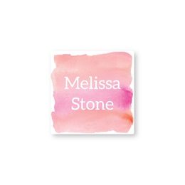 Personalized Pink Watercolor Square Water Resistant Name Labels
