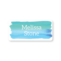 Personalized Blue Watercolor Small Rectangle Water Resistant Name Labels