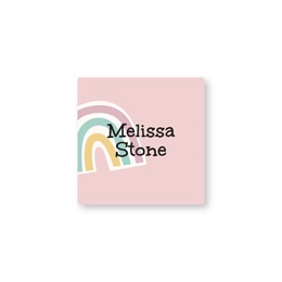 Personalized Pastel Happy Rainbow Square Water Resistant Name Labels