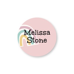 Personalized Pastel Happy Rainbow Round Water Resistant Name Labels