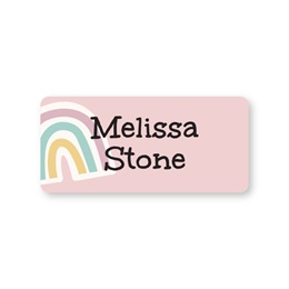 Personalized Pastel Happy Rainbow Small Rectangle Water Resistant Name Labels