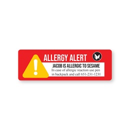 Personalized Sesame Allergy Alert Large Rectangle Water Resistant Medical Labels