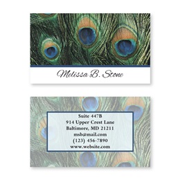 Peacock Feathers Double Sided Calling Cards