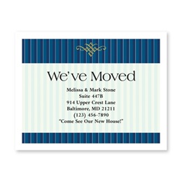 Navy Pinstripe New Address Postcards