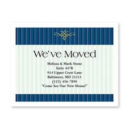 Navy Pinstripe New Address Postcards