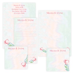 Soft Roses Personalized Stationery And Memo Ensemble