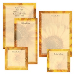 Golden Sunflower Personalized Stationery And Memo Ensemble
