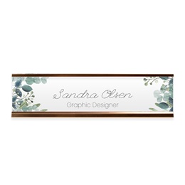 Personalized Trendy Floral Greenery Desk Plate