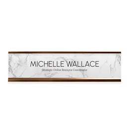 Personalized Elegant White Marble Desk Plate