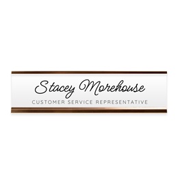 Personalized Black and White Script Desk Plate