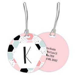 Round Pastel Geometric Monogram Double Sided Plastic Luggage & Bag Tag