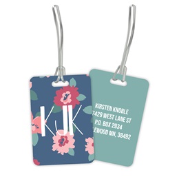 Floral Monogram Double Sided Plastic Luggage & Bag Tag