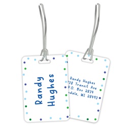 Blue Polka Double Sided Plastic Luggage & Bag Tag